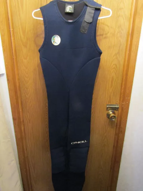 Womens O'neill Navy Blue 8" Leg Zip Body Wetsuit Size Xs Appx. 1/8" Thick