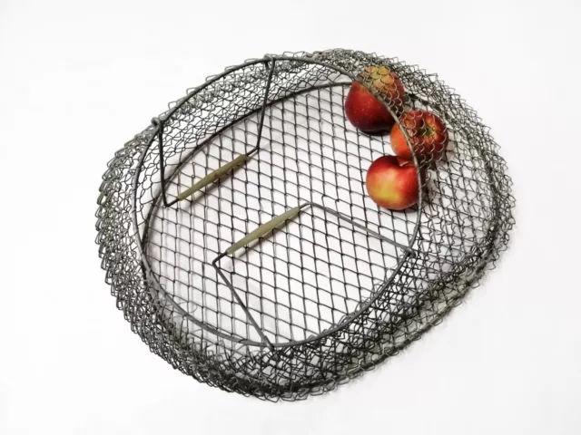 Vintage Collapsible Metal Wire Basket Folding Mesh Bag Shopping Eggs Fruit USSR 3