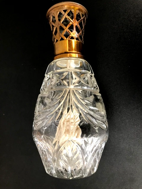 Superbe Lampe Berger En Verre Marbré Avec Bouchon Doré – Modèle Lourd Et élégant