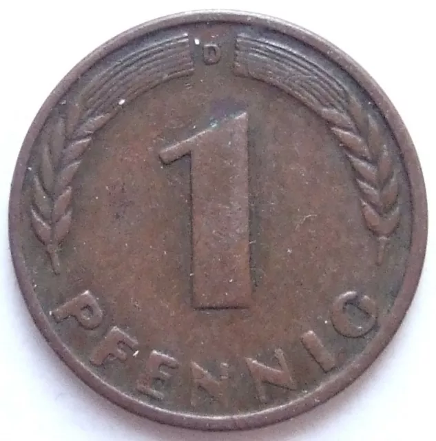 Coin Germany Bank of German Countries 1 Pfennig 1948 D IN Very fine
