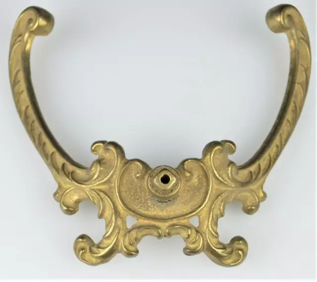 Victorian Style Casted Brass Coat Hat Double Hook - Salvaged Reclaimed 2