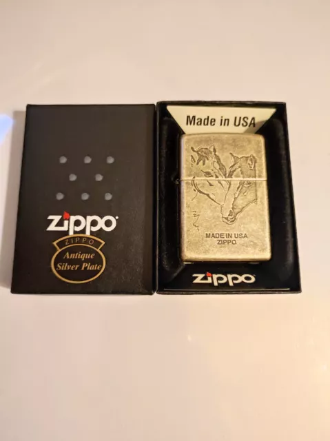 Zippo 242174 Antique Silver plate Lighter Case - No Inside Guts Insert