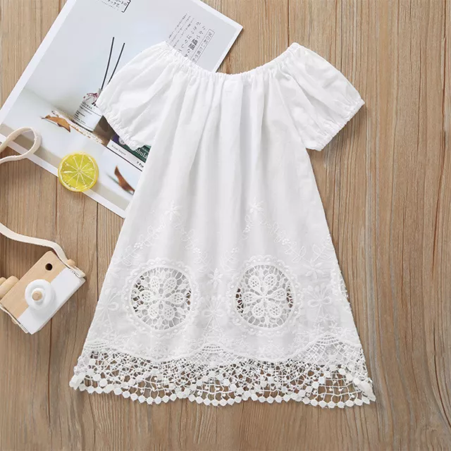 Cute Infant Toddler Kids Girls Summer Short Sleeve Pageant Skirts Party Dresses