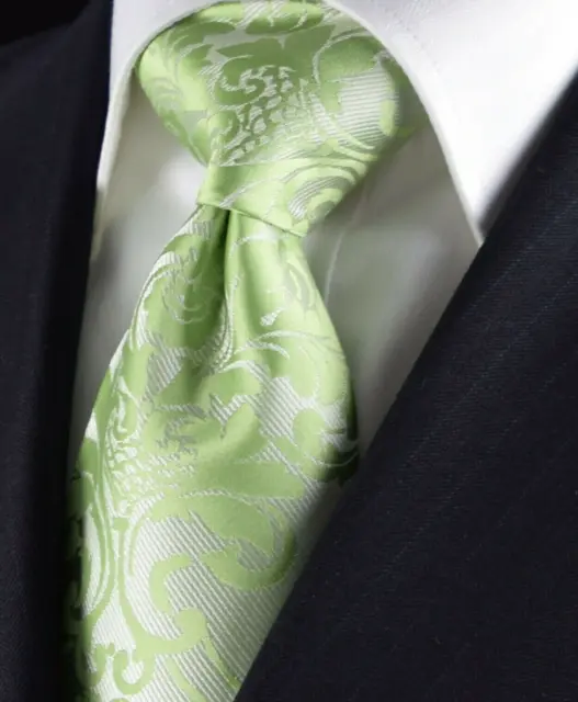 NUOVA cravatta verde NUOVA seta floreale paisley designer sposi tessuti regali da uomo 602 C1