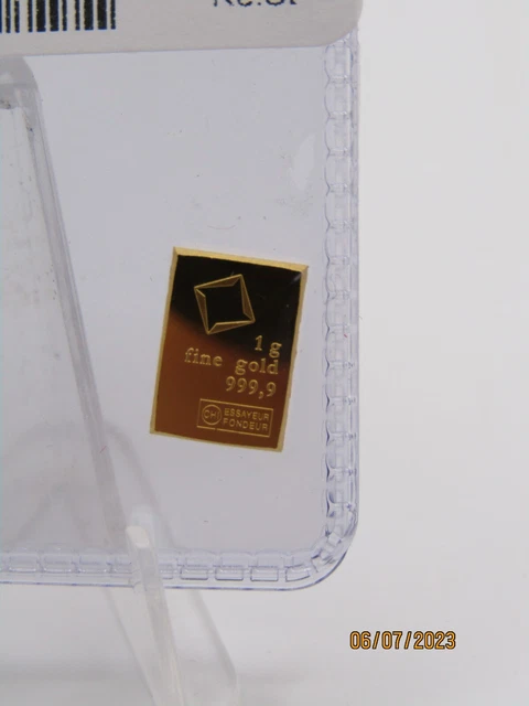 1 Gram Fine Gold Bar 999.9 Pure Fine Bullion Swiss Valcambi From Sheet. CL644