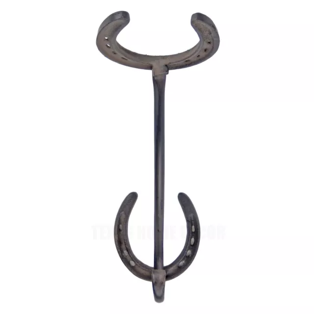 Horseshoe Coat & Hat Wall Rack Hanger Hook Rustic Western Rustic Brown Cast Iron 3