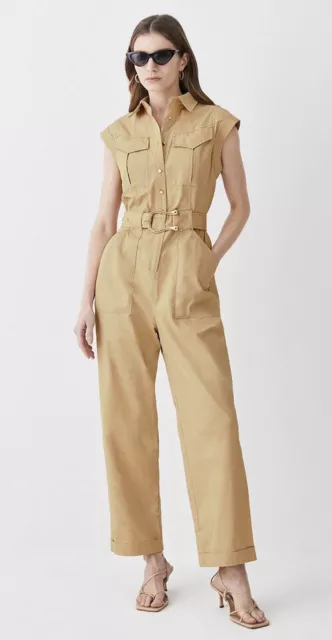 Karen Millen Utility Safari Camel Jumpsuit Size 14 BNWT RRP £159