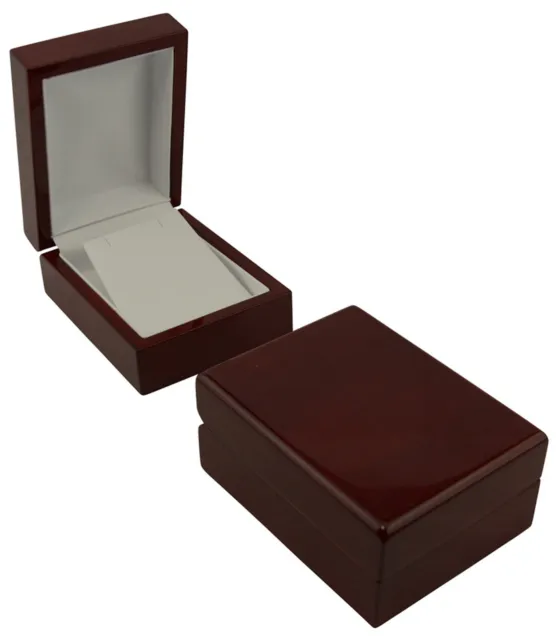1 x Premium Glossy Rosewood Veneer Wooden Pendant/Drop Earring Box - (BDWE9 RW)
