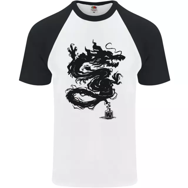 Inchiostro Dragon Tatuaggio DA UOMO S/S Baseball T-Shirt
