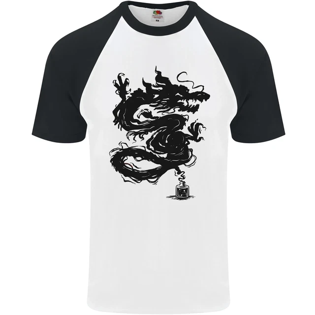 Inchiostro Dragon Tatuaggio DA UOMO S/S Baseball T-Shirt