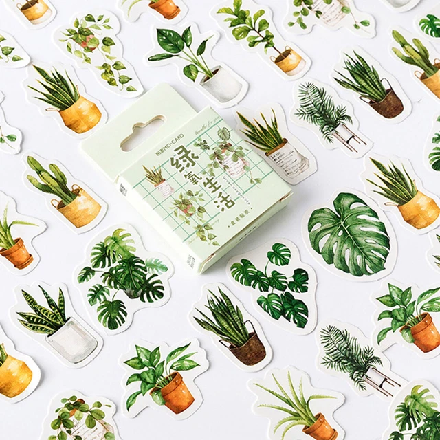 45pcs green leaves tree life plants DIY Diary Craft Stickers 'ScrapbookiL*LN