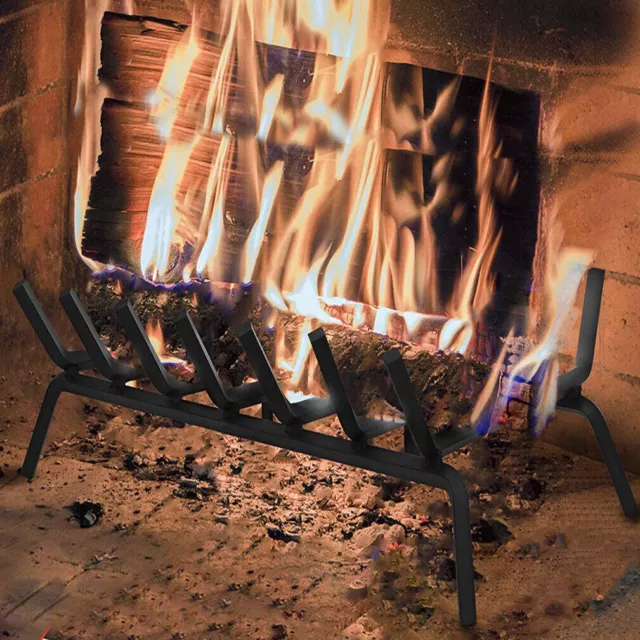 High Fireproof Iron Fire Grate Raised Firewood Burning Rack Fireplace Log Holder
