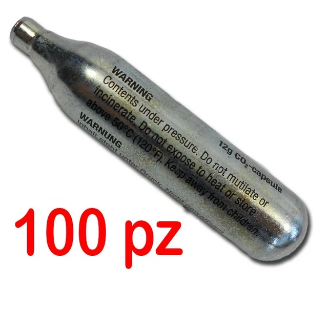 100 Bomboletta CO2 Da 12gr | Ricarica Gas Per Cartucce | Per Sifoni E Altri Usi - Foto 2