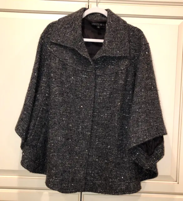 Lafayette 148 New York, Tweed Wool Blend Jacket Charcoal Gray, Vtg, Size 6