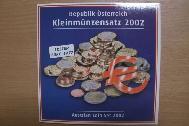 KMS offizieller Kleinmünzensatz 2002 Österreich in Hgh Erster Euro Satz Selten