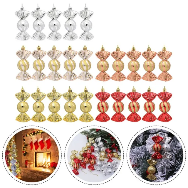 Ornaments Christmas Candy 20*11.5*4cm 5Pcs Colorful Glitter Box Plastic