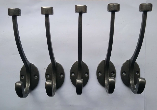 5 X Edwardian Style Cast Iron Coat Hooks.