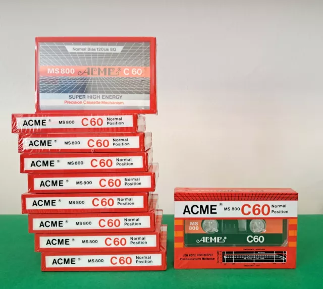 10 x ACME MS-800 C 60 BLANK SEALED CASSETTE TAPES, KASSETTEN