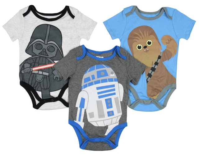 Star Wars Infant Baby Boys Darth Vader Chewbacca R2-D2  3 Pack