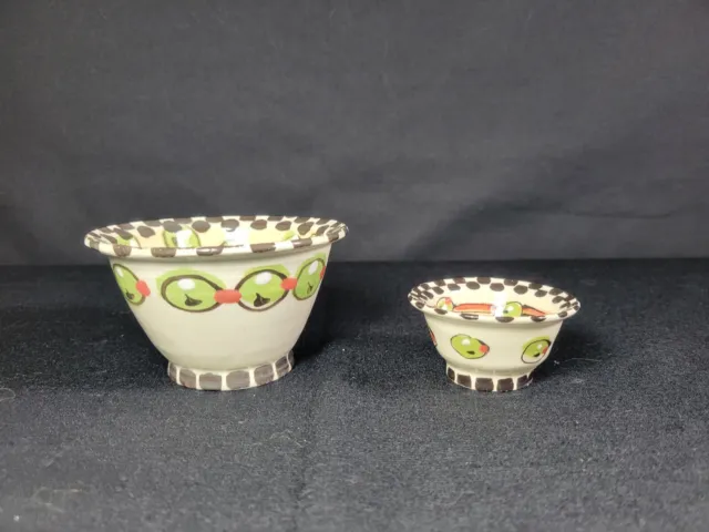 2 Vintage Robin Sterling Ceramics Olives Checkerboard Small Bowls