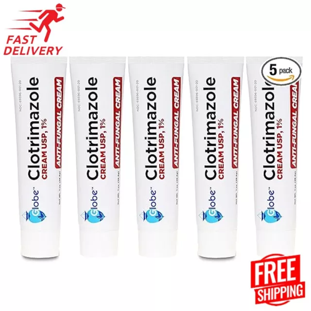 5 Pack Anti-Fungal Cream Cure Athletes Foot,Jock Itch,Compare to Lotrimin AF 1%