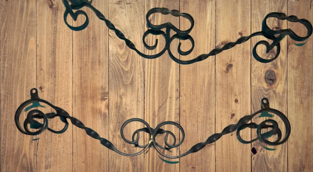 1 Antique Coat Hanger Hook Vintage Iron Steel Forged Twisted 50 CM 1970 3