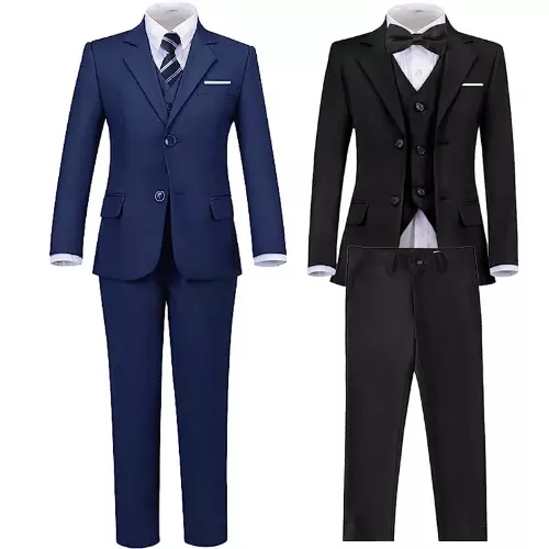 Abiti neri blu navy per ragazzi vestibilità slim outfit bambini costume festa di nozze