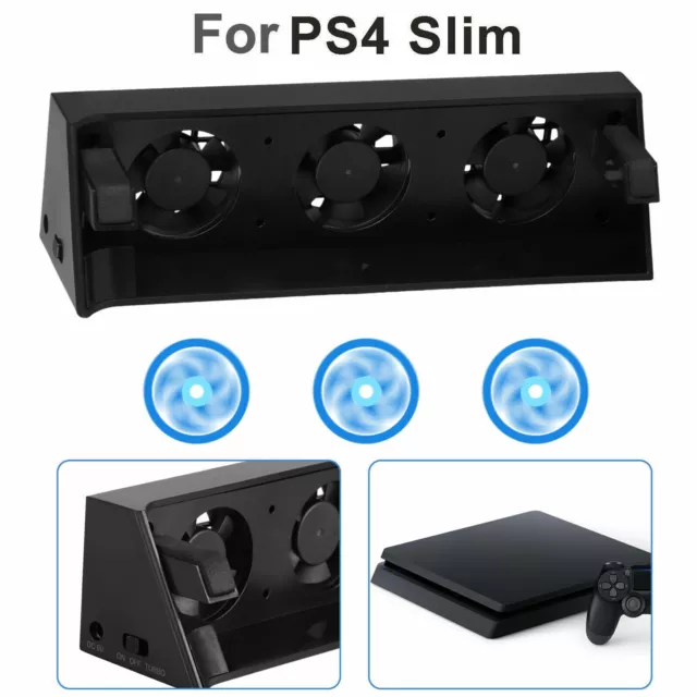 3Fan External Cooling Fan Cooler Temperature Control for Playstation 4 PS4 Slim