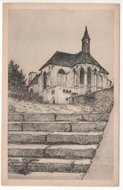 CPA 55 - CLERMONT-EN-ARGONNE  L'ÉGLISE - Dessin J. WEISMANN (MEUSE) - NON ÉCRITE