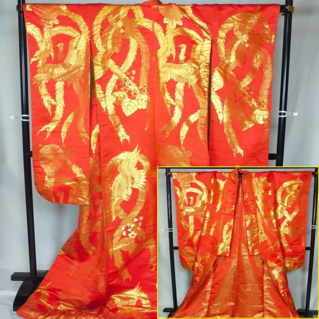 Japanese  Kimono Uchikake Wedding Dress Bride Costum Phoenix and Paulownia 9066