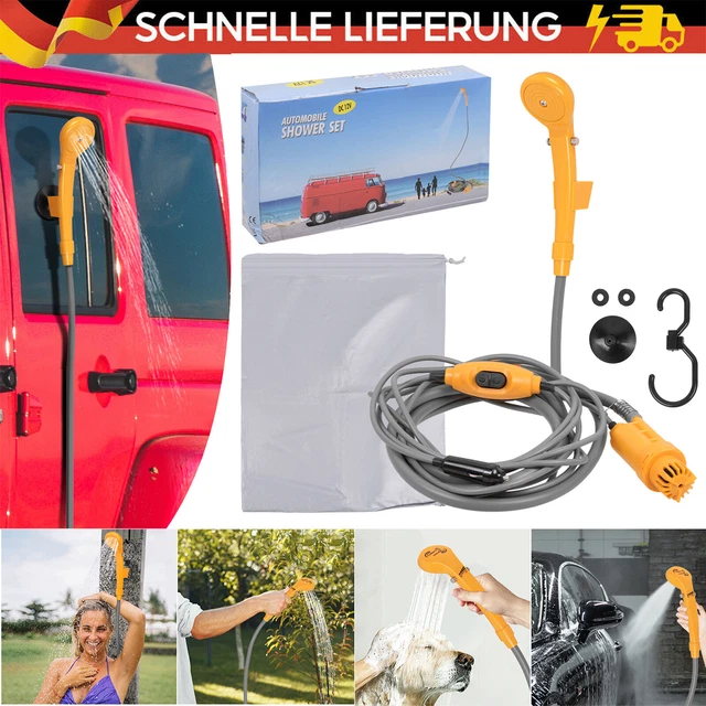TRMLBE Campingdusche 12V Camping Zubehör Duschset Inkl. Tauchpumpe & 2m