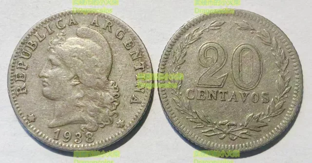 Argentina 20 Centavos 1938 21mm co-ni coin  km36