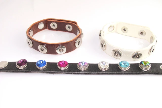 Armbänder im Mini Chunk Style für je 7 Druckknöpfe 12 mm schwarz braun weiß