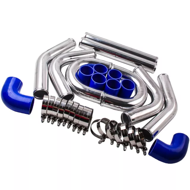 2.5" 63.5mm UNIVERSAL Blue 8 PIECE ALLOY ALUMINIUM TURBO INTERCOOLER Piping  Kit