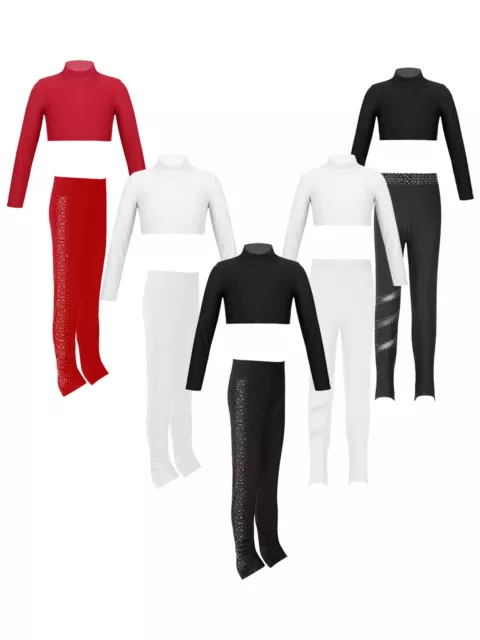 Kids Girls Shirts Athletic Tracksuit Competition Sports Set Sport Activewear