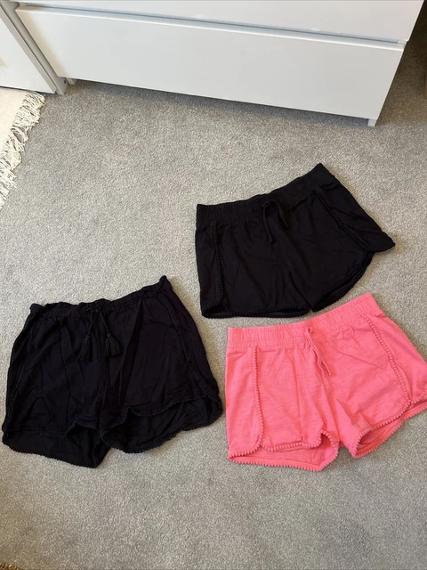 pantaloncini ragazze pacchetto età 12 prossimi e 12-13 f&f corti in perfette condizioni nero rosa