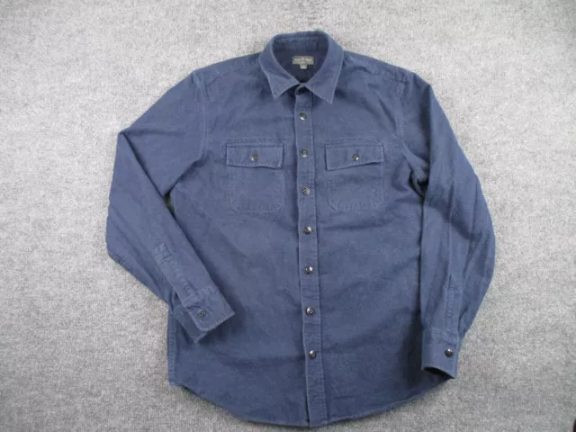 LL Bean Shirt Adult LT Blue Long Sleeve Button Up Chamois Flannel Signature Mens