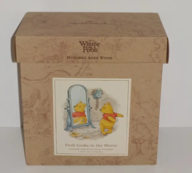 Disney Hallmark Winnie The Pooh Looks In The Mirror Figurine In Shadow Box - New