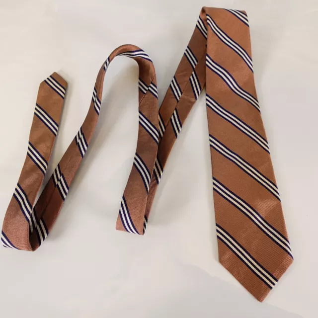 VINTAGE Bert Pulitzer Neck Tie Mens Brown Repp Striped Silk Regimental British