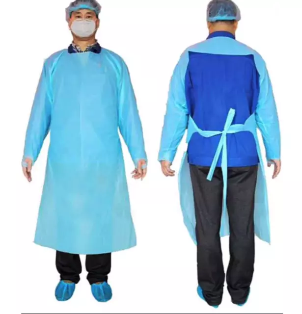 Isolation Gowns With Thumb Hole Protective Suit Disposable CPE Pack of 20