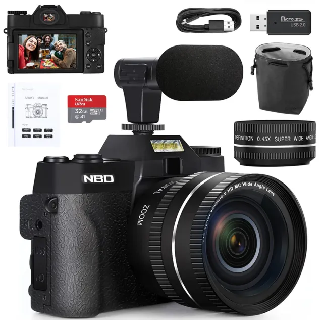 Digital Camera 4K Ultra HD 48MP 16X Vlogging Camera w/ Microphone Photography
