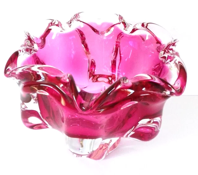 VASE EN VERRE soufflé, école Tchèque, cristal de Bohème, circa 1970 EUR 50,00 PicClick FR