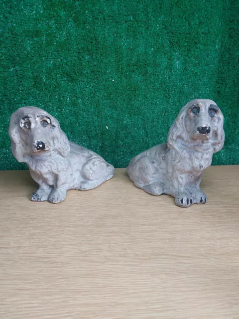 Vintage Spaniel Dog Figurines Ornament Ceramic Chalk