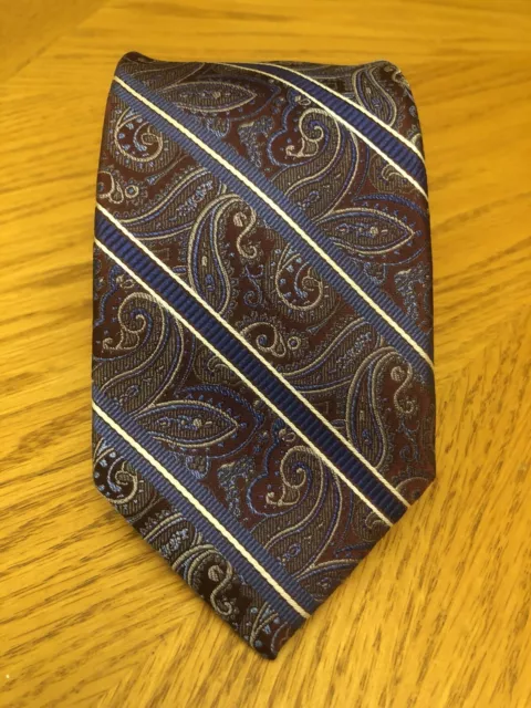 PRONTO UOMO SILK Tie, Red & Blue Paisley Striped Design $9.99 - PicClick
