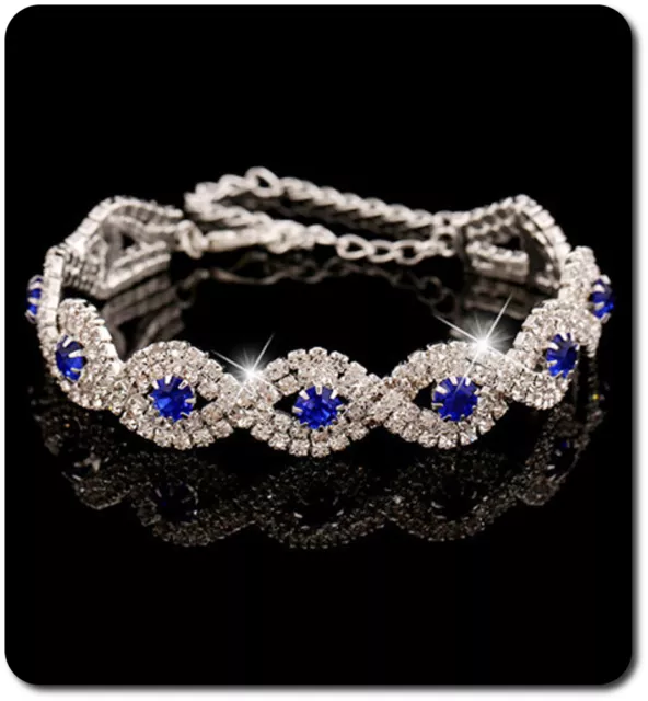 Bracelet Chaîne Strass en Cristal Armeife Mariage Mariée Bleu Royal / Clair