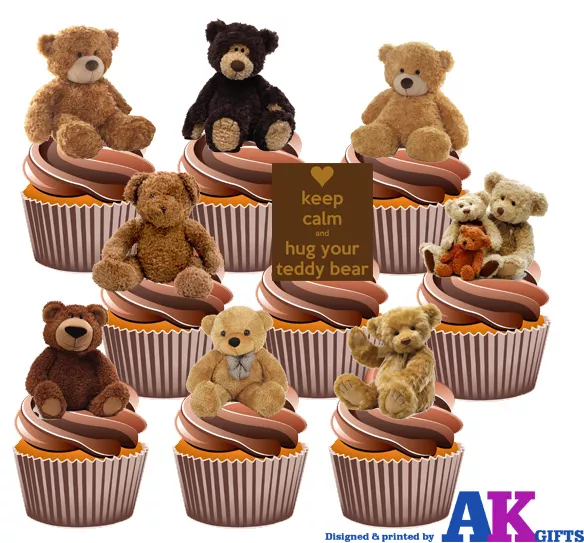 36 Precut Teddy Bears Cupcake Toppers Decorations Birthday Christening Baby