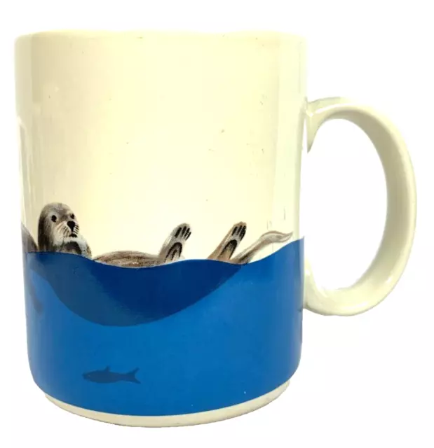 Coffee Mug Otters Playful with Kelp Forest Fish and Birds Clay In Mind Vintage