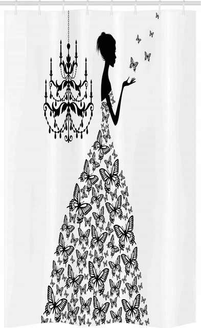 Tenda Da Doccia Vintage - Stampa Amore Country, Grigio E Bianco | 175x220 Cm Con Ganci