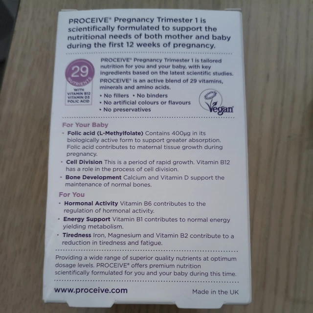 PROCEIVE TAILORED PREGNANCY Supplement 60 Capsules (1st Trimester) £10. ...