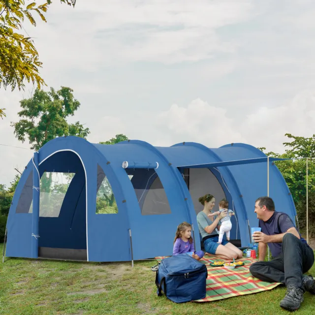 5-6 Man Family Tent Camping Tent with Two Room, Floor and Carry Bag